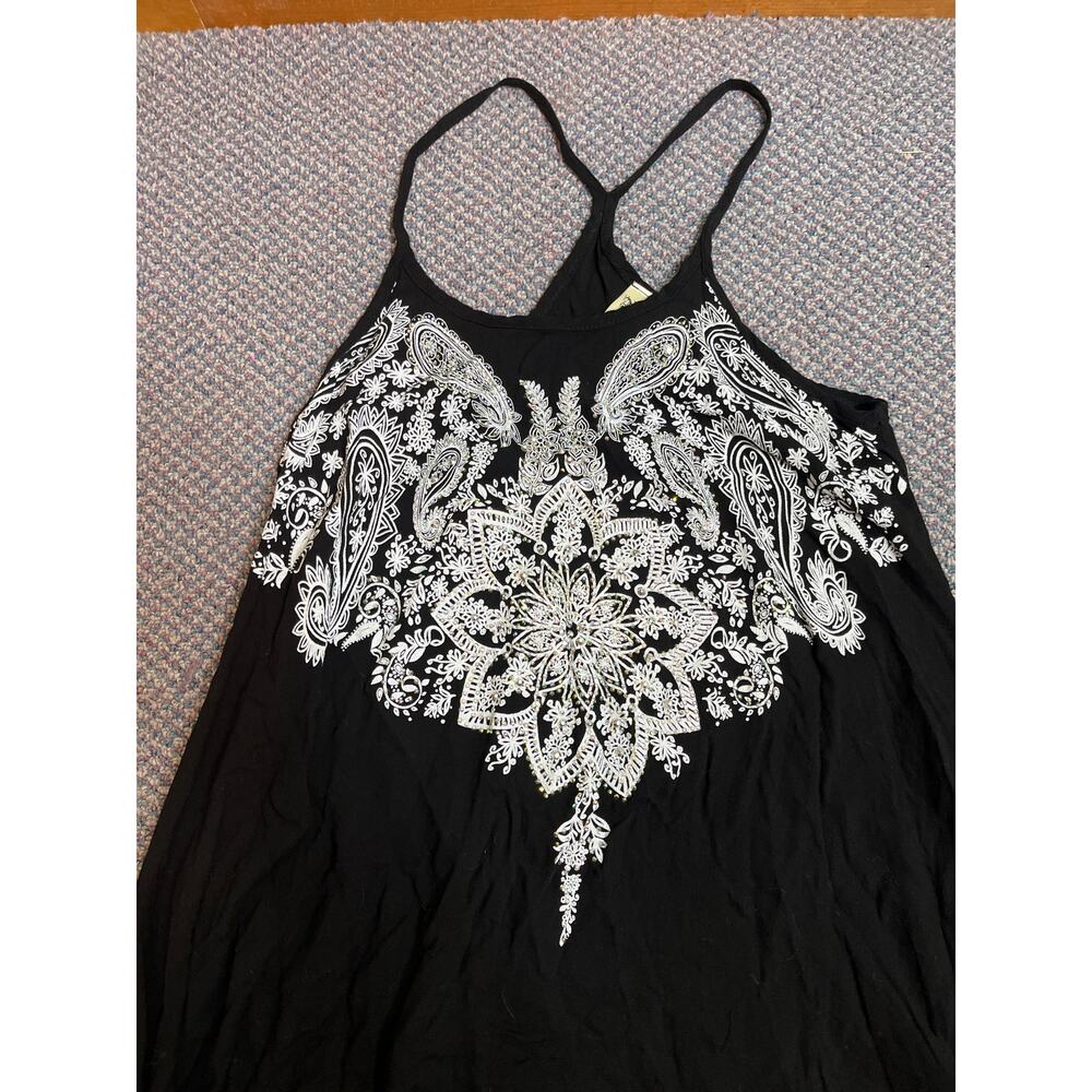 Vocal Black Bling Fringe Tank Medium - Picture 2 of 6